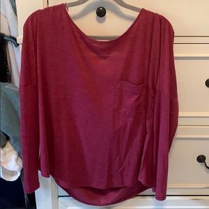 Size medium maroon scoop back 3/4 sleeve top